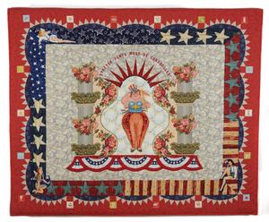 image of a quilt by Barbara Lind titled Stretch Pants Must Be Controlled